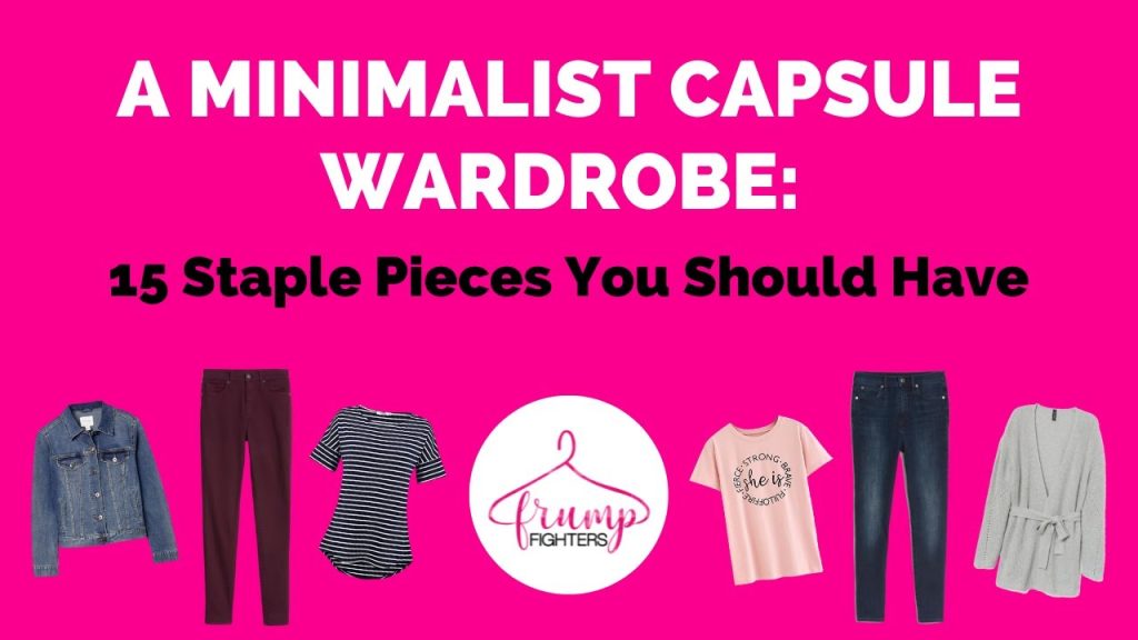 Minimalist wardrobe essentials USA — neutral capsule wardrobe outfits laid flat on white background