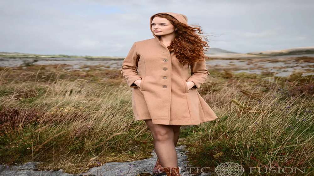 Camel wool coat styled for a winter brunch