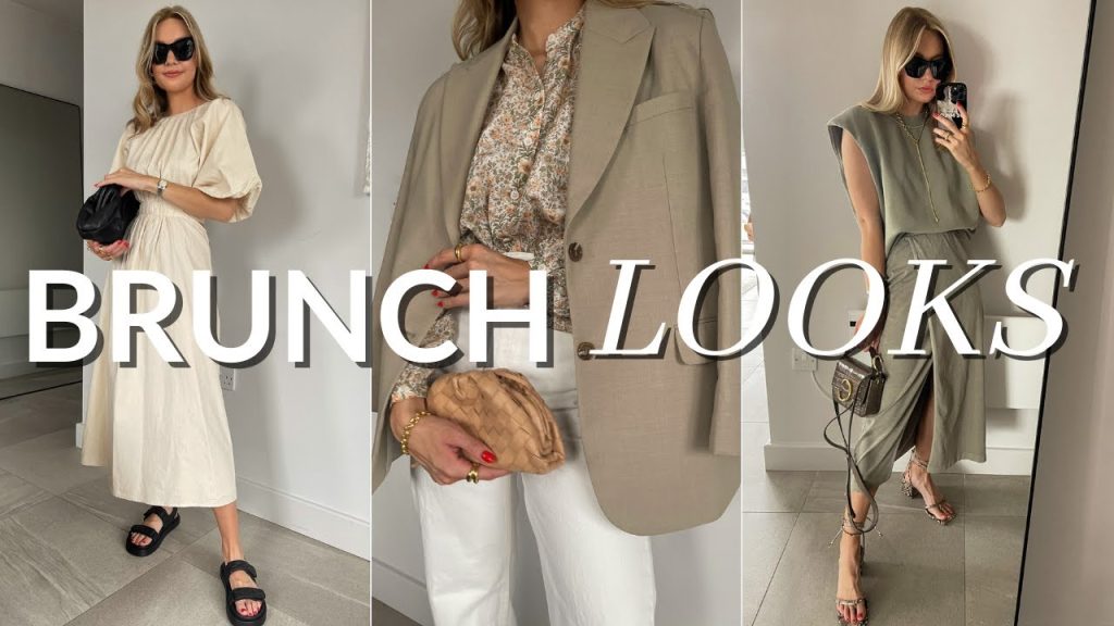 Woman in camel sweater dress and knee-high boots — winter brunch outfit ideas USA