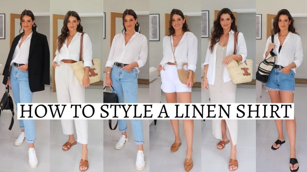 Women wearing a soft summer outfit, linen trousers, and a blouse