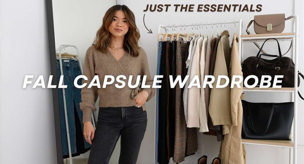 Woman styling a fall capsule wardrobe outfit