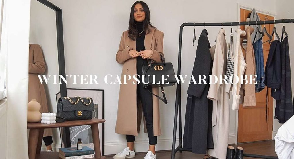 Minimalist winter capsule wardrobe neutral palette