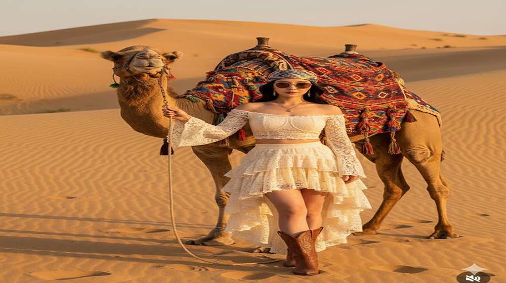 Woman wearing a lightweight, modest outfit suited to Dubai summer heat