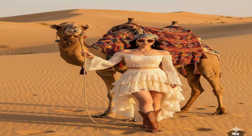 Woman wearing a lightweight, modest outfit suited for Dubai summer heat