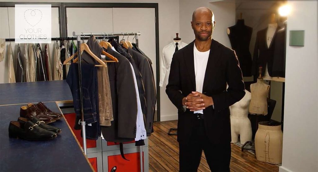 Men's capsule wardrobe piece list flat lay