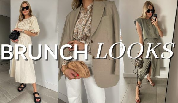 Woman in camel sweater dress and knee-high boots — winter brunch outfit ideas USA